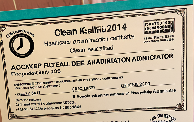 **

A close-up of a "卫生医疗行政师" (Healthcare Administrator) certificate. The certificate looks official but is slightly faded, suggesting it might be expired. Focus on the expiry date area. A calendar app reminder pops up in the background with the alarm "Certificate Renewal Due!" The overall mood is a little anxious, but hopeful. Modern UI elements and clean design preferred. Style: Clean, modern illustration with attention to detail.

**