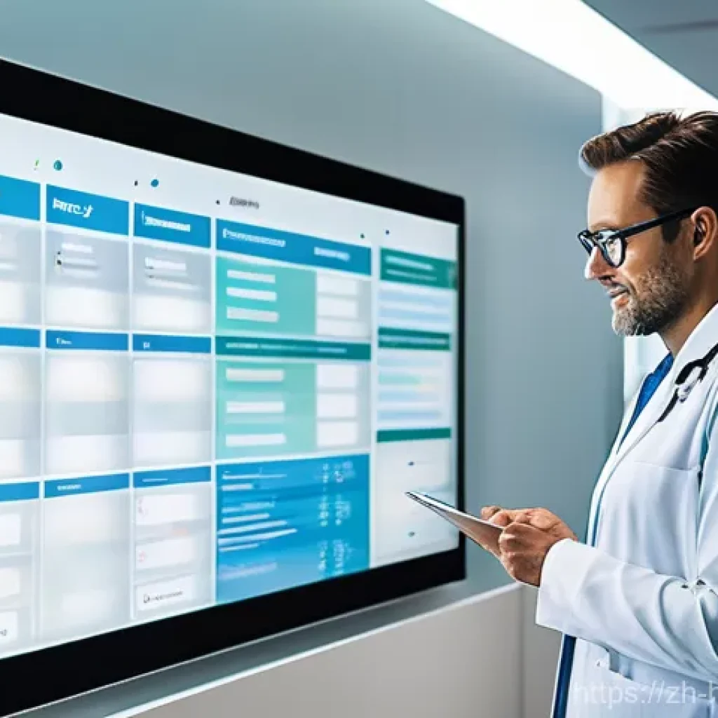 보건의료행정사와 업무 자동화 툴 - **Prompt:** A diverse group of modern administrative staff members in a bright, futuristic hospital ...