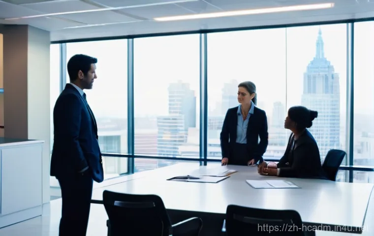 보건의료행정사 관련 도서 추천 - **Prompt:** A diverse team of four medical administrative professionals (two men and two women, rang...