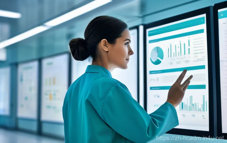 보건의료행정사 관련 도서 추천 - **Prompt:** A diverse team of four medical administrative professionals (two men and two women, rang...