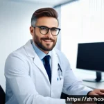 보건의료행정사와 병원코디네이터 비교 - A professional medical administrator in a modern hospital office environment, focused on analyzing d...